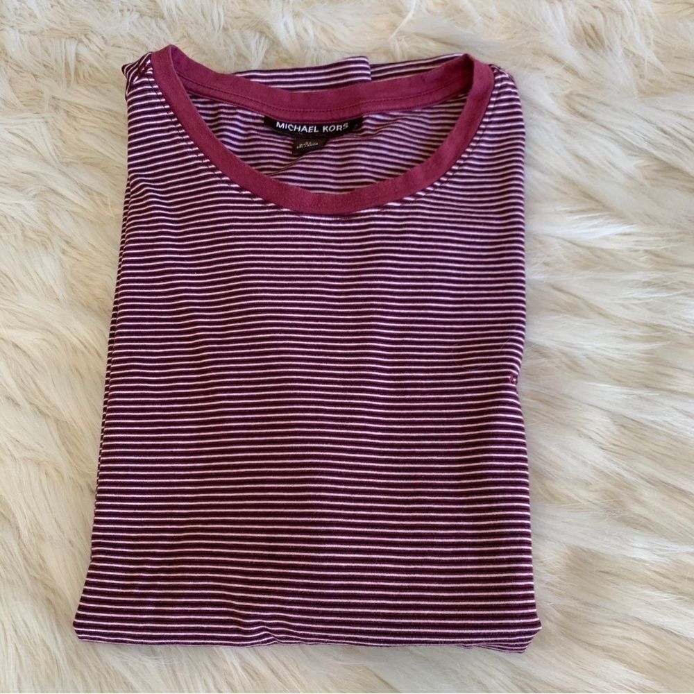 Men’s Michael Kors Red and White Striped T-Shirt Size XL - Picture 5 of 7
